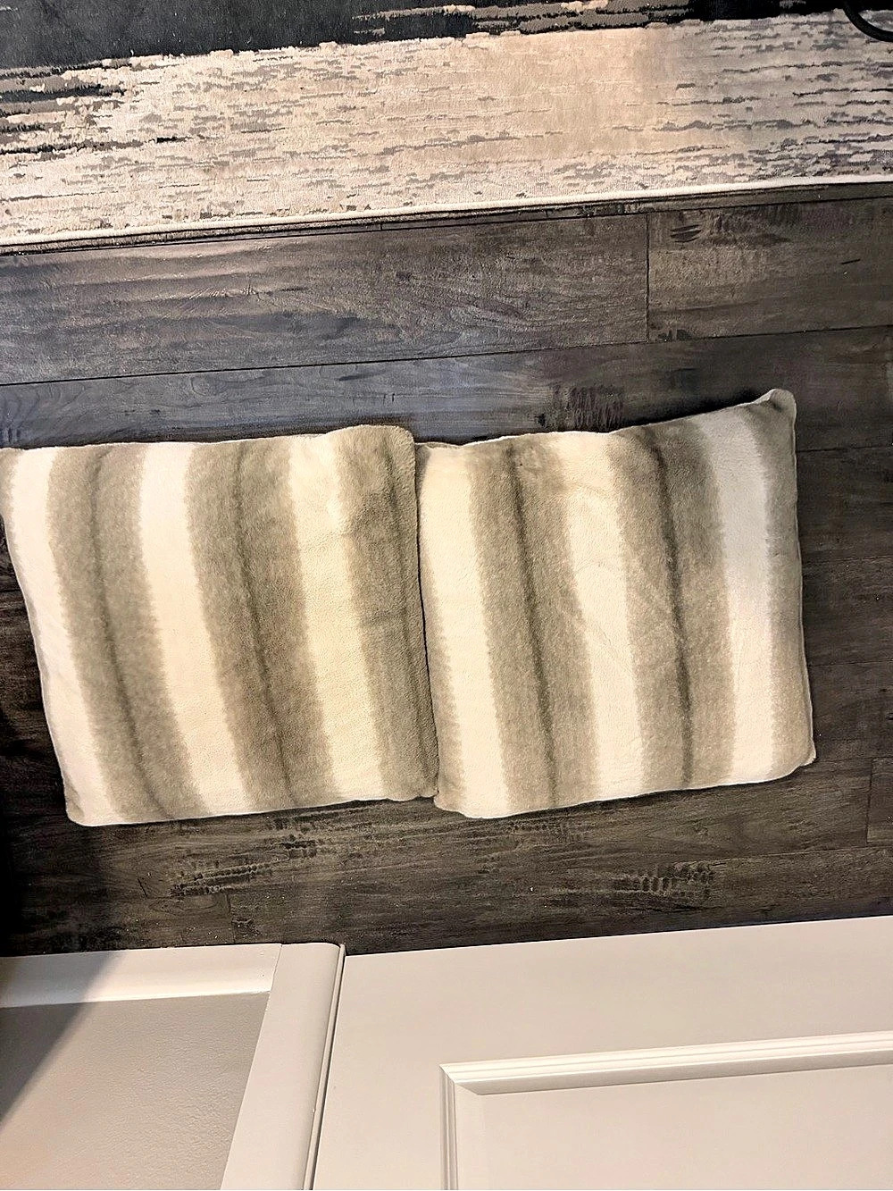 Striped Accent Pillows in Cream & Gray Like New